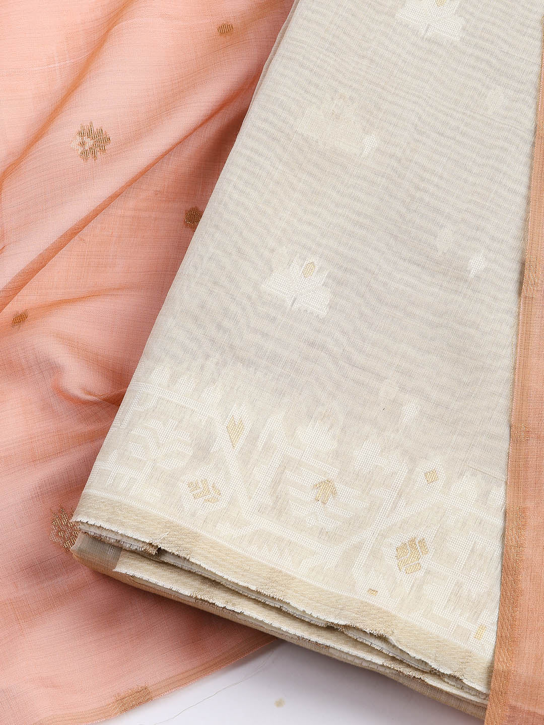 Jamdani Work Chanderi Unstitched Suit Piece With Dupatta