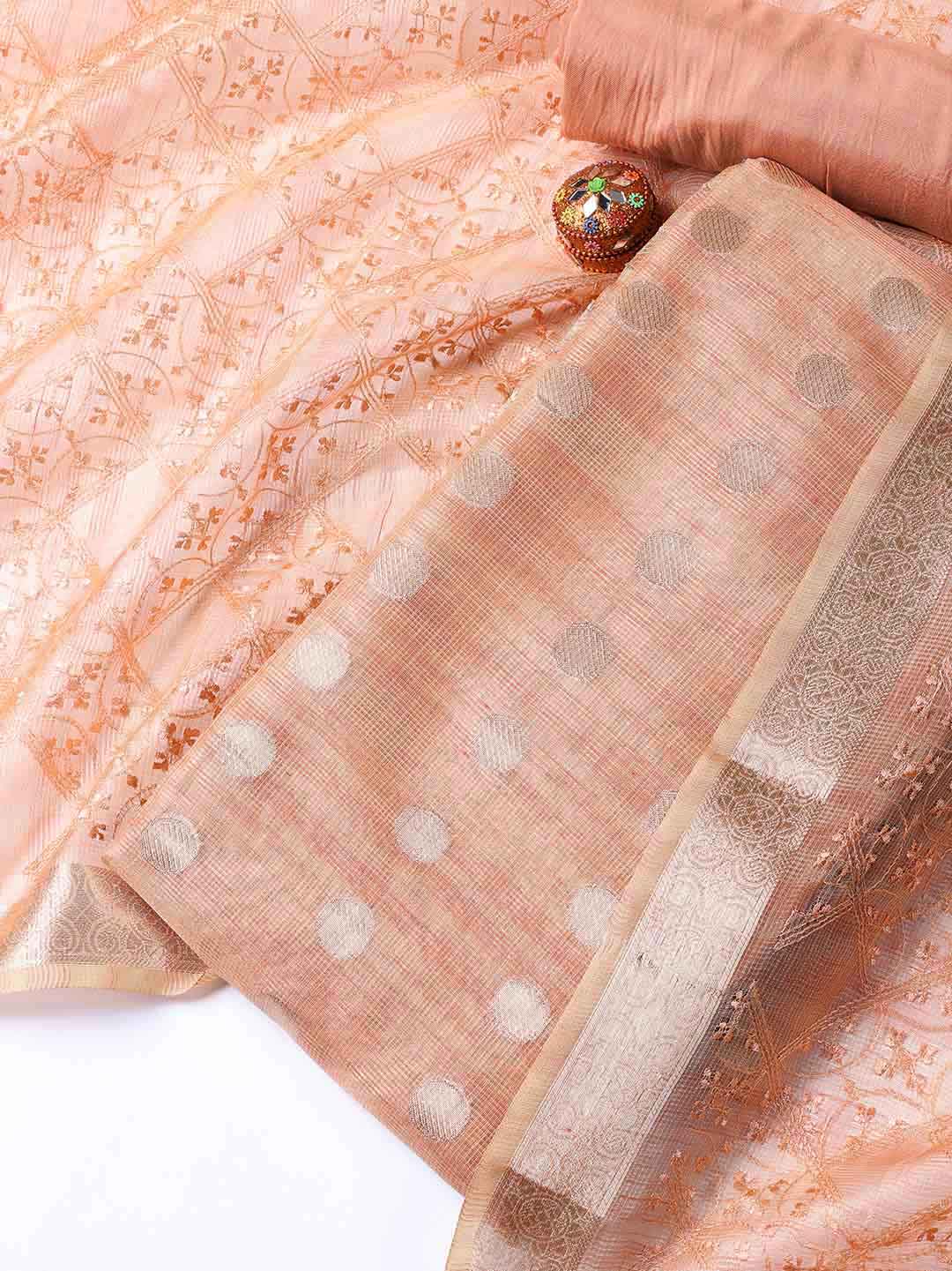 Woven Tissue Unstitched Suit With Dupatta
