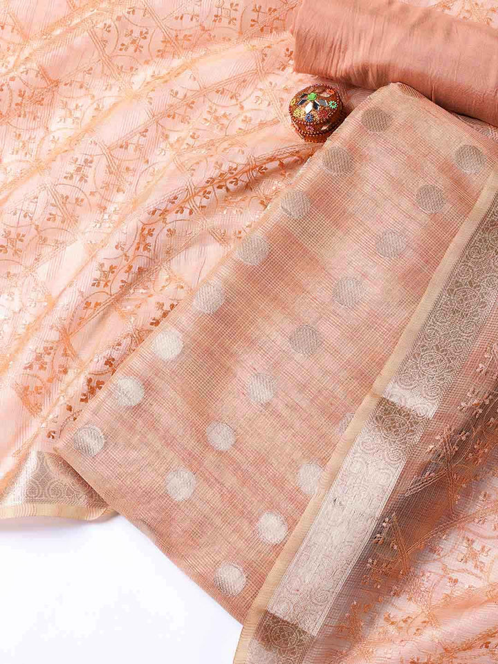 Woven Tissue Unstitched Suit With Dupatta