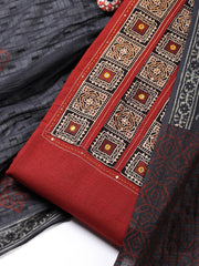 Printed Cotton Blend Unstitched Suit Piece With Dupatta