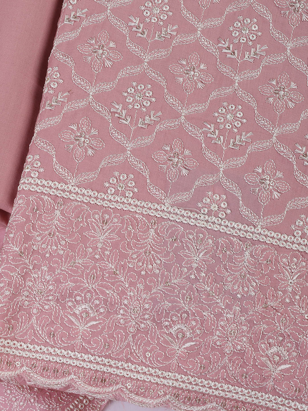 Embroidered Cotton Blend Unstitched Suit Piece With Dupatta