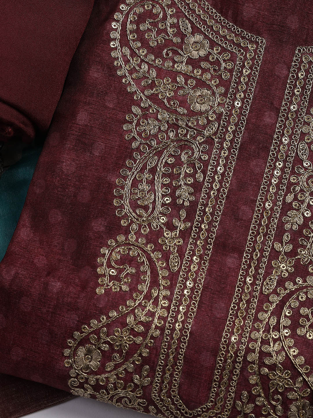 Embroidered Chanderi Unstitched Suit Piece With Dupatta