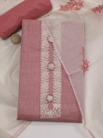 Neck Patti Cotton Unstitched Suit With Dupatta