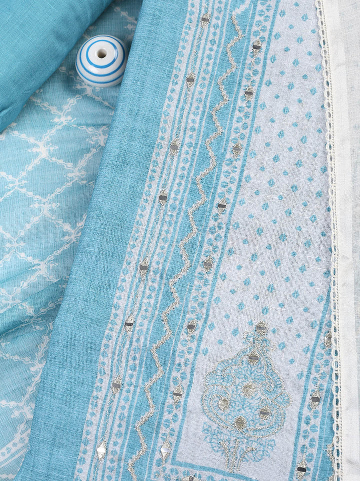 Printed Linen Unstitched Suit With Dupatta