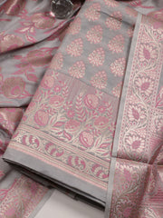 Woven Chanderi Unstitched Suit Piece With Dupatta
