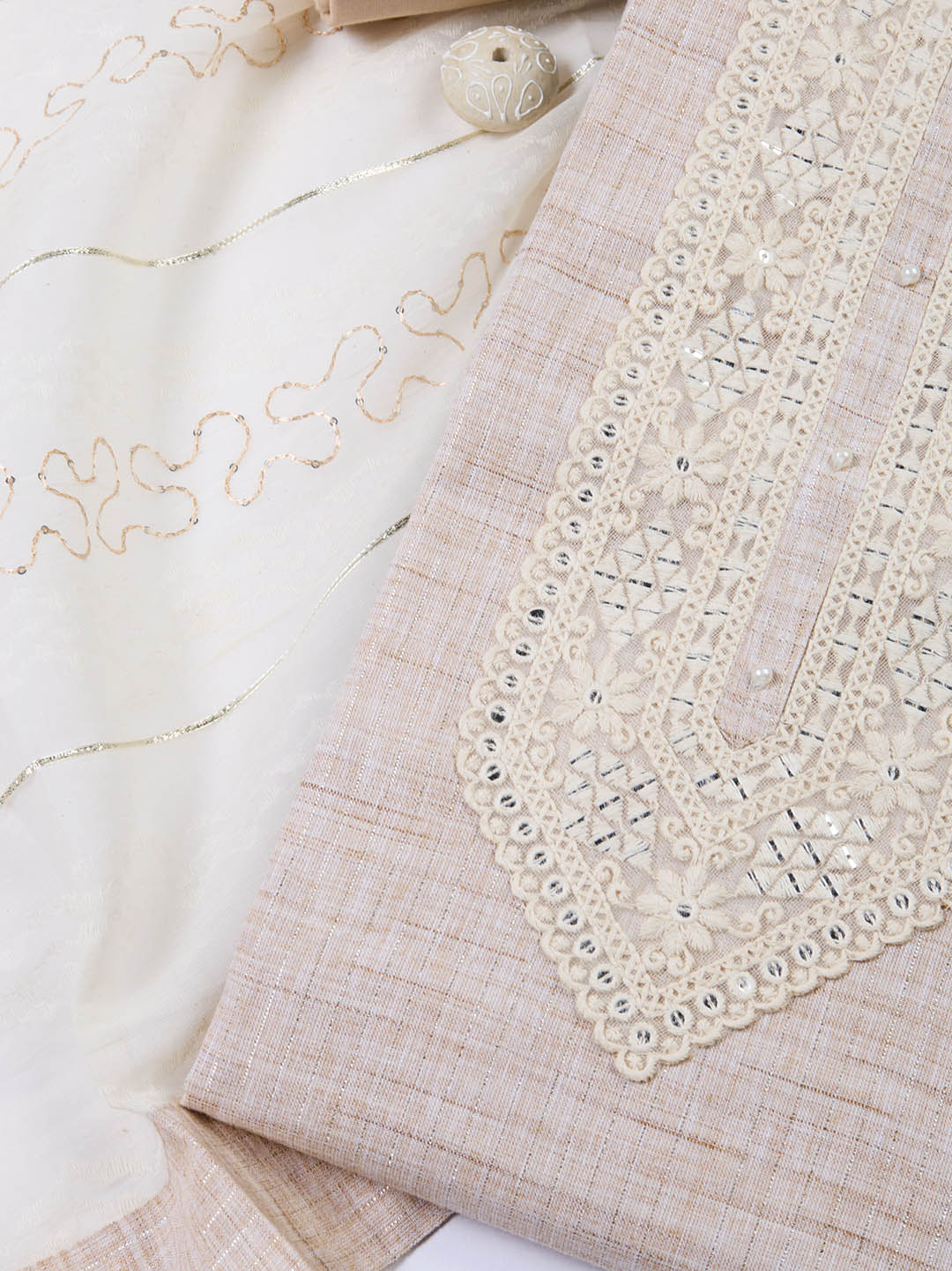 Neck Embroidery Cotton Unstitched Suit With Dupatta
