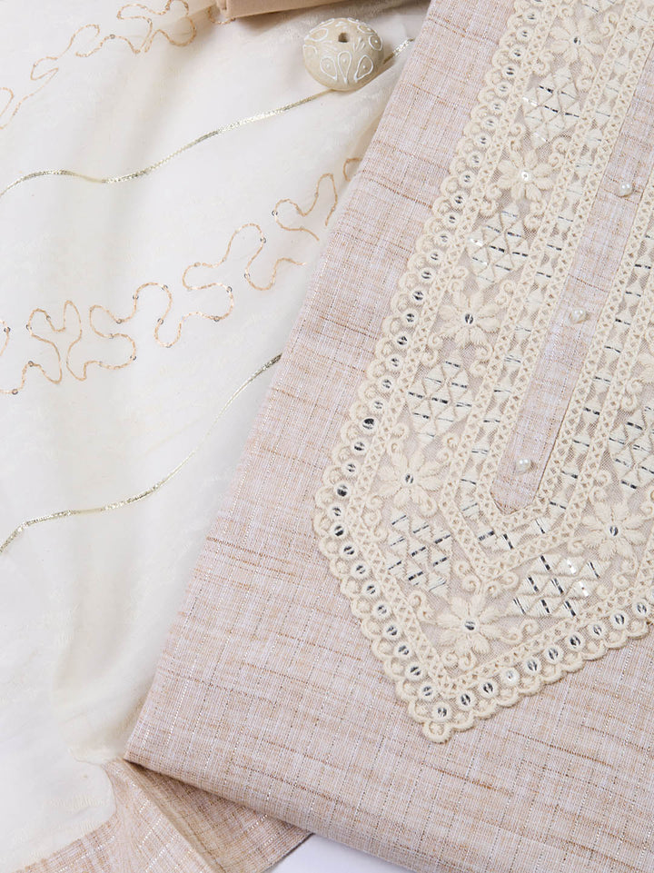 Neck Embroidery Cotton Unstitched Suit With Dupatta