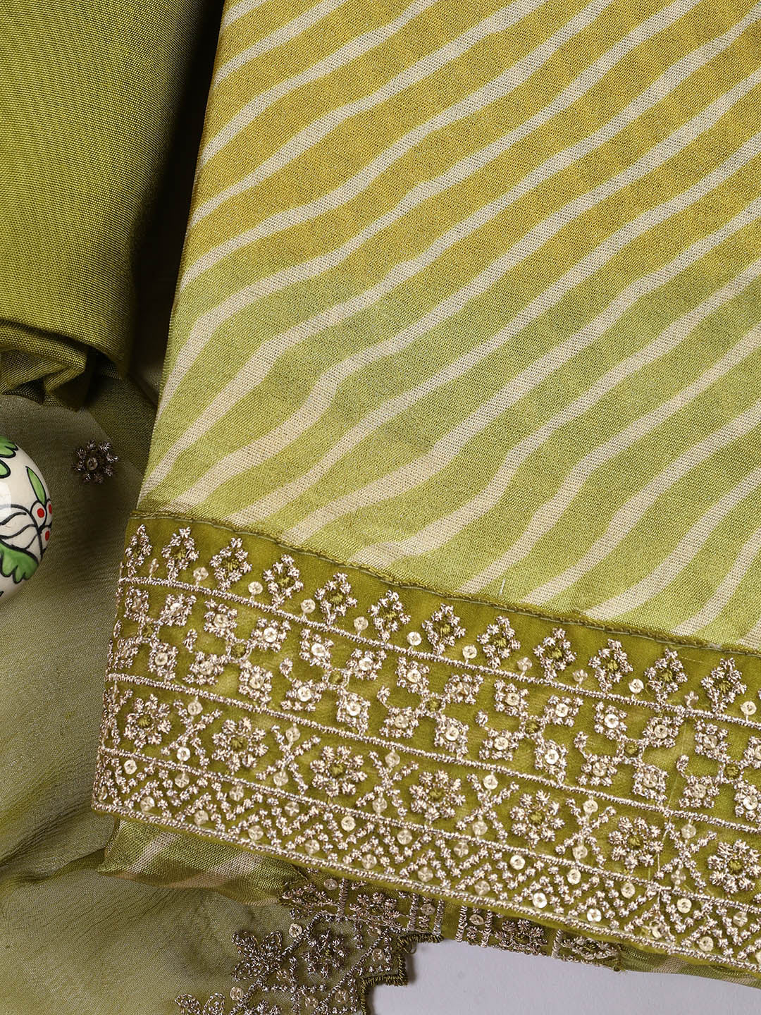 Patch Neck Art Silk Unstitched Suit With Dupatta