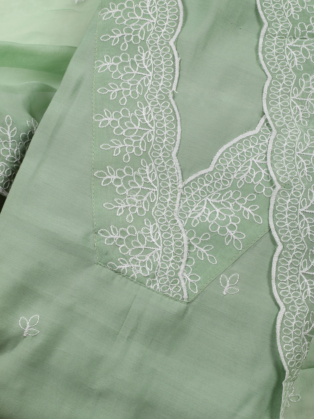 Neck Work Chanderi Unstitched Suit Piece With Dupatta