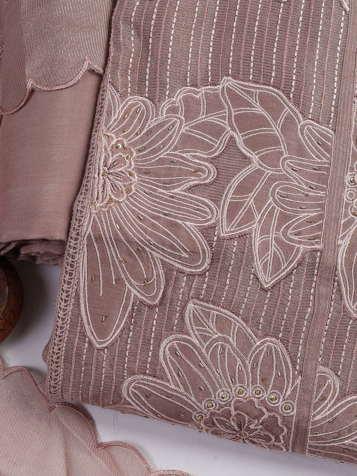 Embroidery Tissue Unstitched Suit With Dupatta