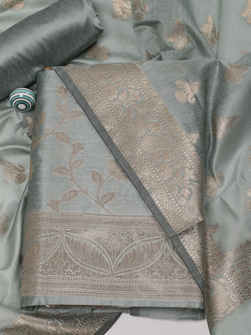 Woven Chanderi Unstitched Suit With Dupatta