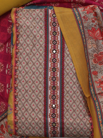 Printed Chanderi Unstitched Suit With Dupatta