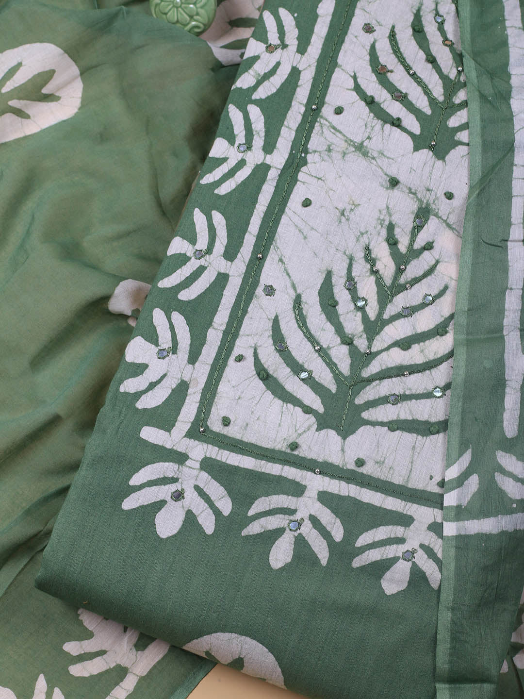 Printed Cotton Blend Unstitched Suit With Dupatta