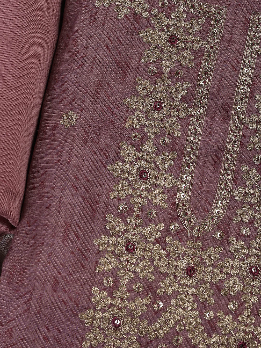 Neck Embroidery Chanderi Unstitched Suit With Dupatta