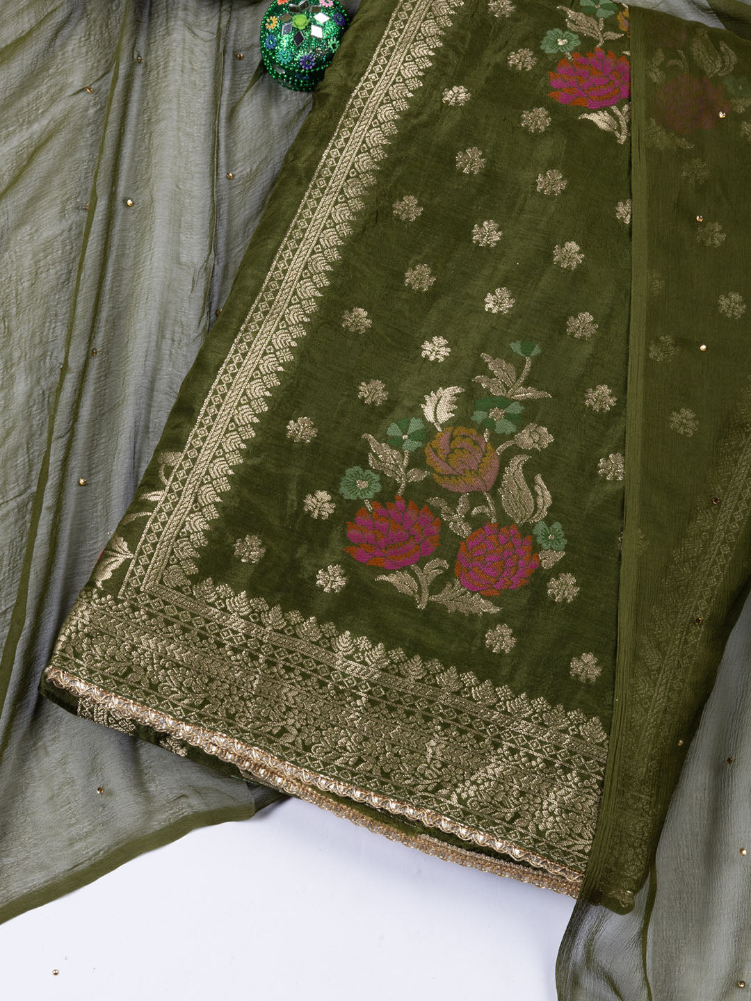 Woven Chanderi Unstitched Suit Piece With Dupatta