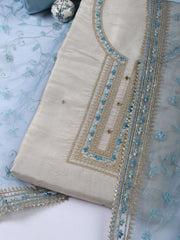 Neck Embroidery Tissue Unstitched Suit With Dupatta