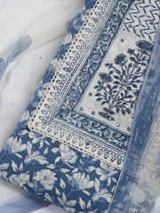 Printed Cotton Blend Unstitched Suit With Dupatta