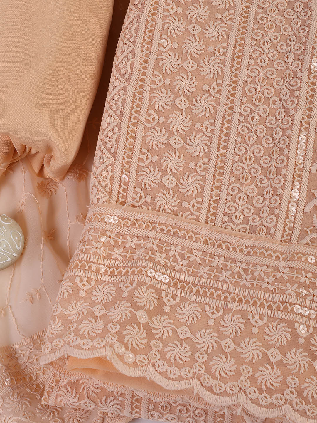 Chiken Work Georgette Unstitched Suit With Dupatta