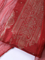 Neck Embroidered Chanderi Unstitched Suit With Dupatta