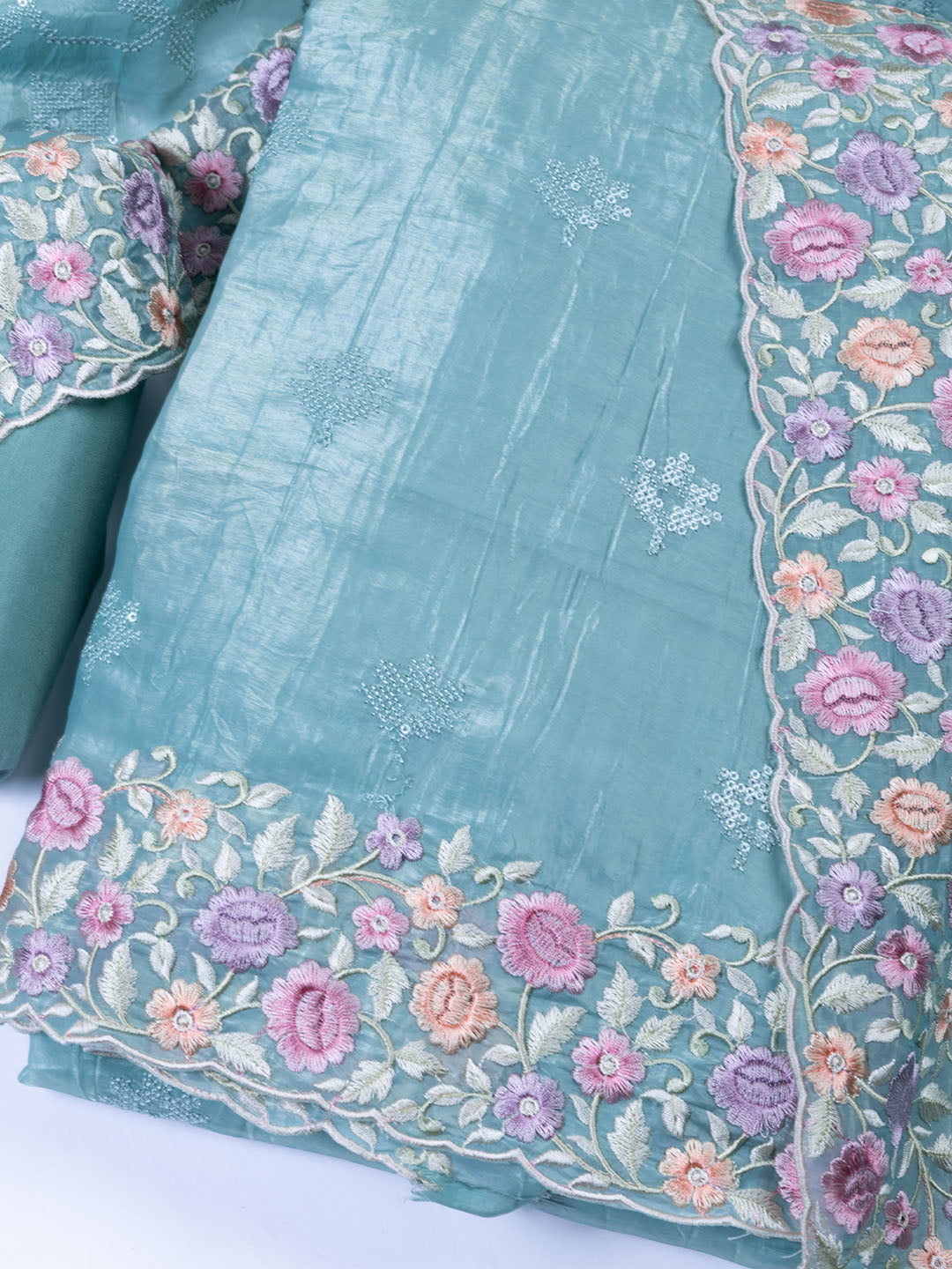Embroidered Tissue Unstitched Suit With Dupatta