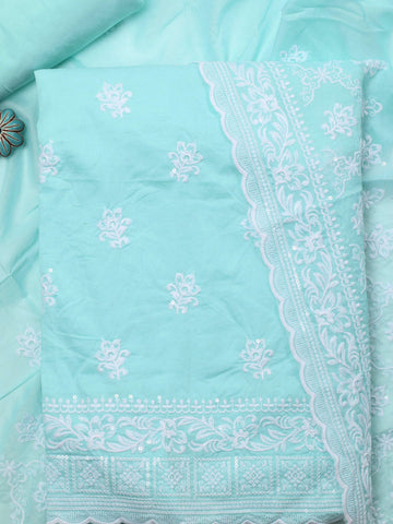 Ghera With Booti Embroidery Cotton Blend Unstitched Suit With Dupatta