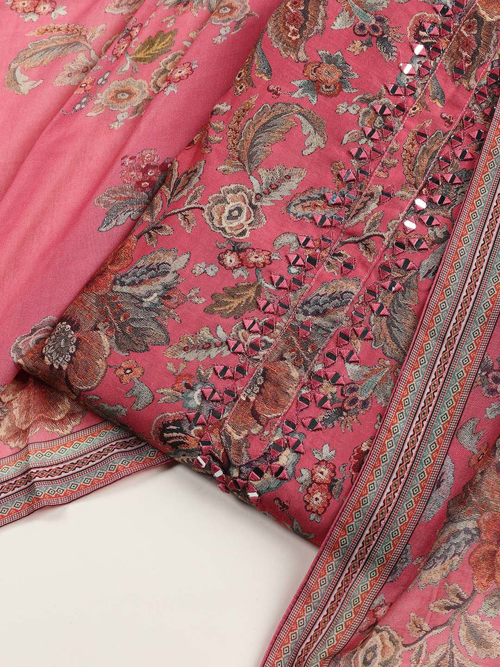 Printed Muslin Unstitched Suit Piece With Dupatta