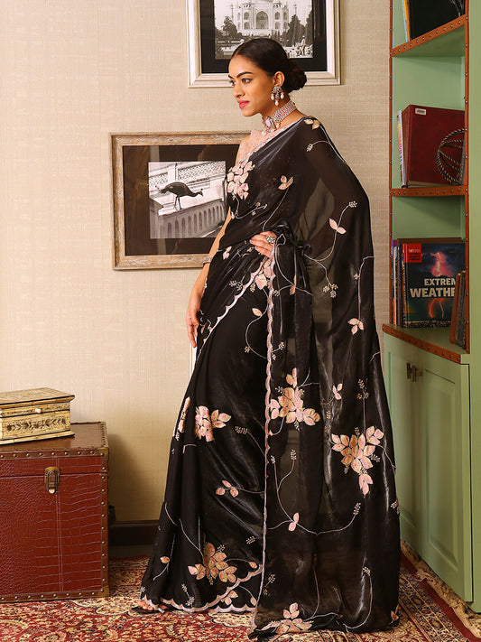 Hand Embroidery Tissue Saree