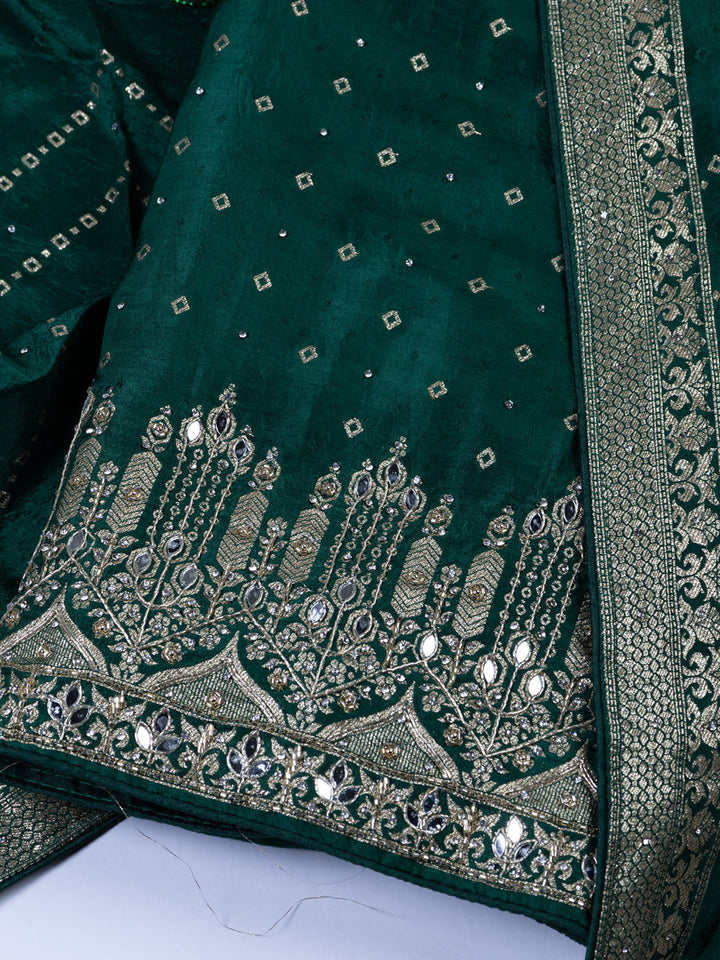 Booti Work Art Silk Unstitched Suit Piece With Dupatta