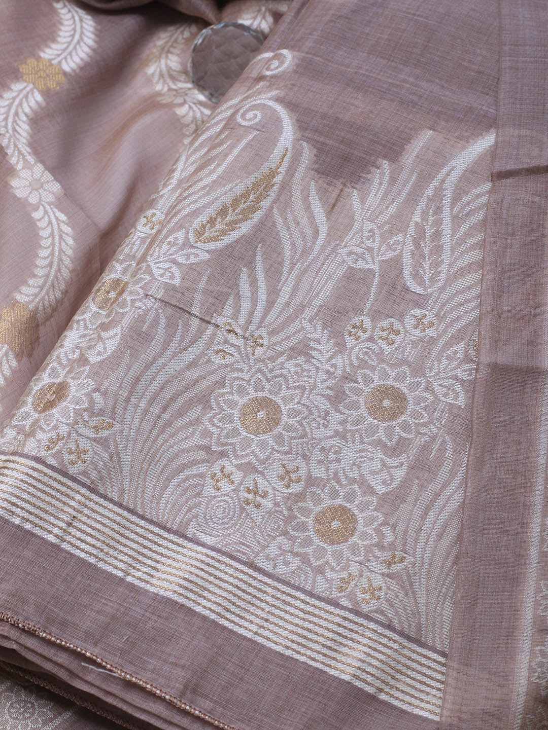 Neck Embroidered Chanderi Unstitched Suit With Dupatta