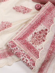 Printed Cotton Blend Unstitched Suit Piece With Dupatta