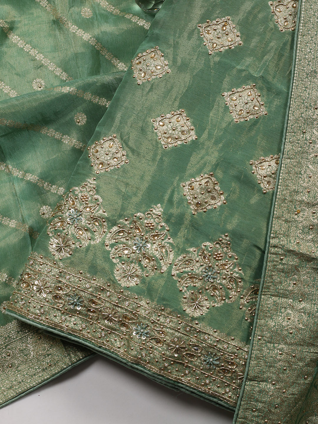 Woven Tissue Unstitched Suit With Dupatta