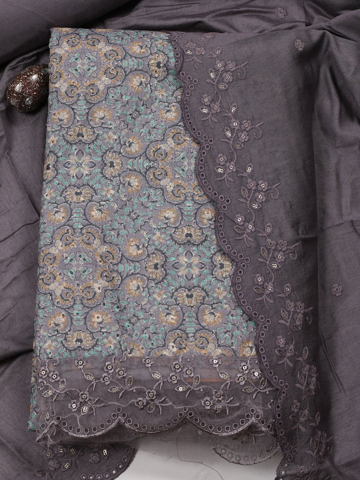 Printed Cotton Blend Unstitched Suit Piece With Dupatta