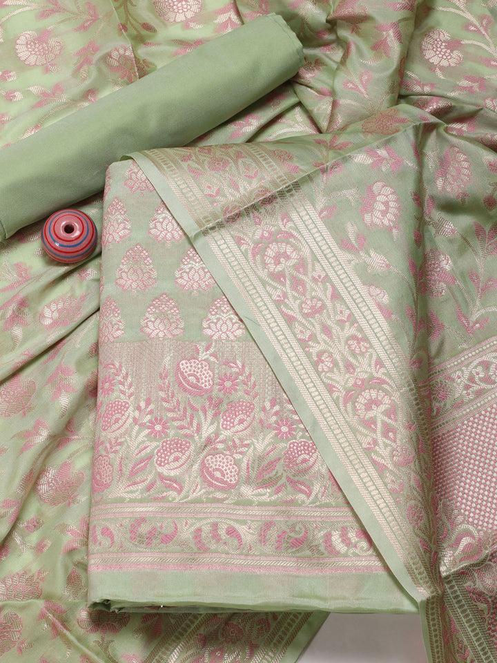 Woven Chanderi Unstitched Suit Piece With Dupatta
