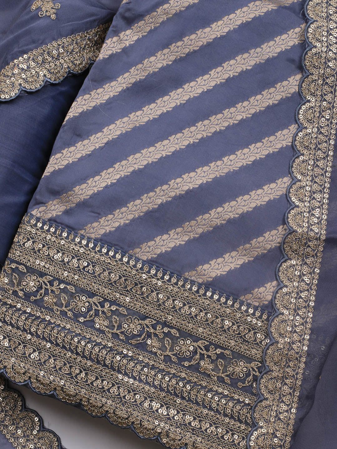 Zari Jaal Art Silk Unstitched Suit Piece With Dupatta