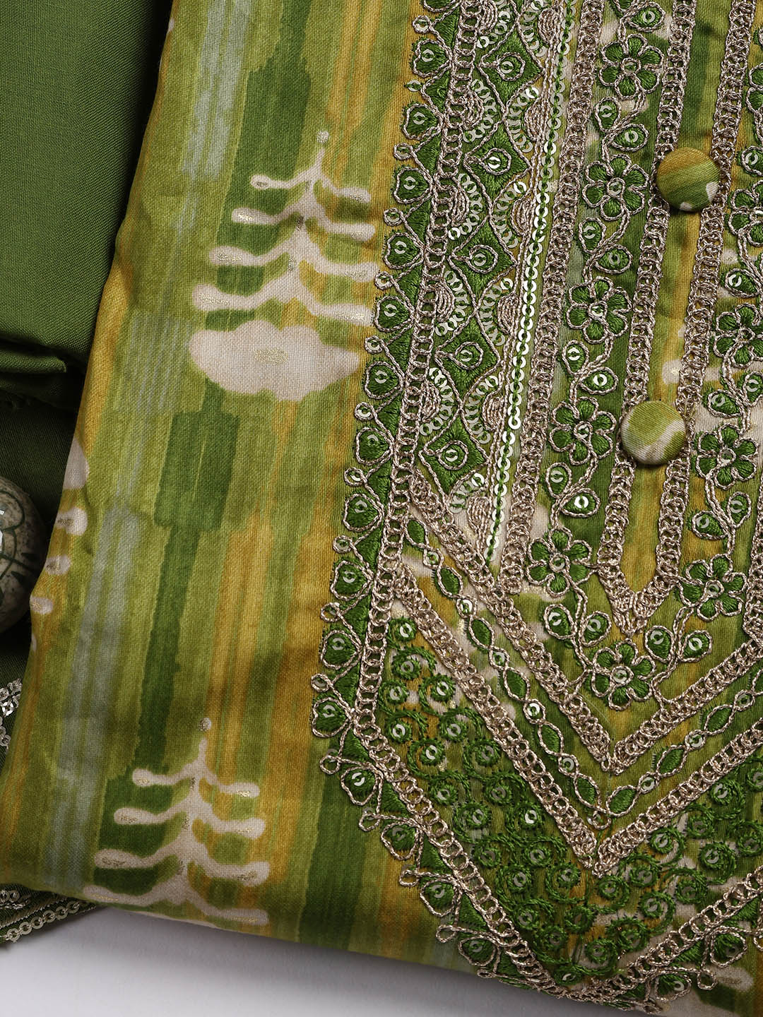 Embroidered Cotton Blend Unstitched Suit Piece With Dupatta