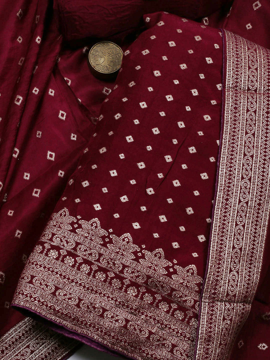 Woven Chanderi Unstitched Suit Piece With Dupatta