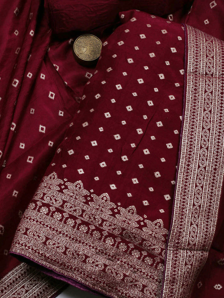 Woven Chanderi Unstitched Suit Piece With Dupatta