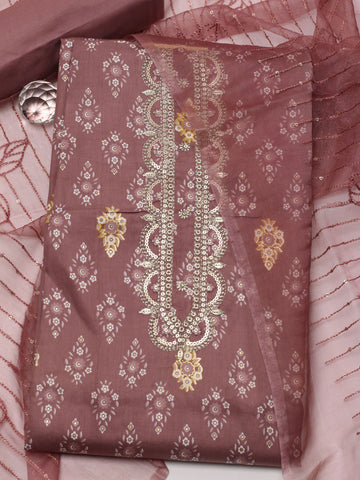 Neck Embroidery Cotton Unstitched Suit Piece With Dupatta