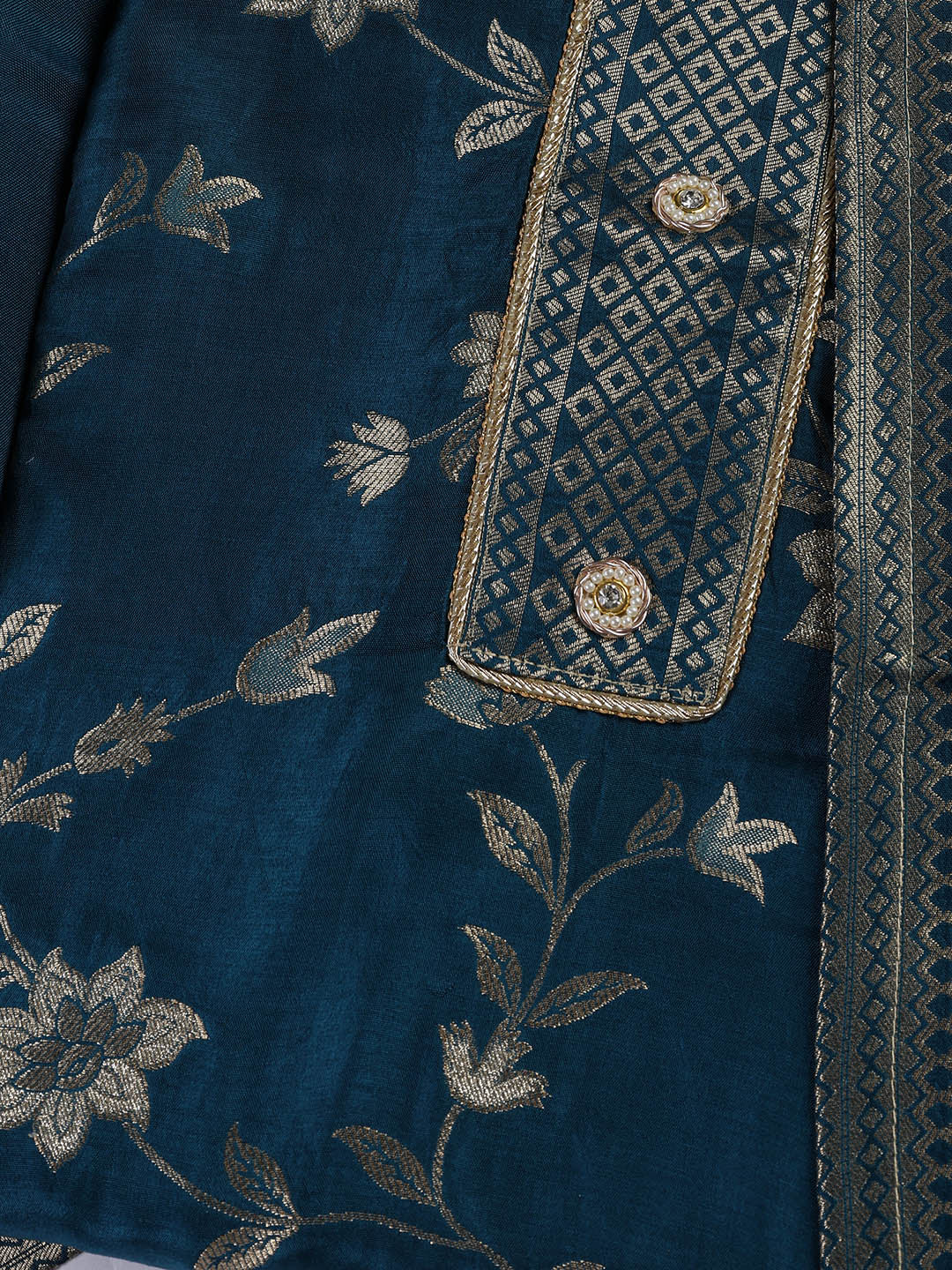 Embroidery Chanderi Unstitched Suit With Dupatta