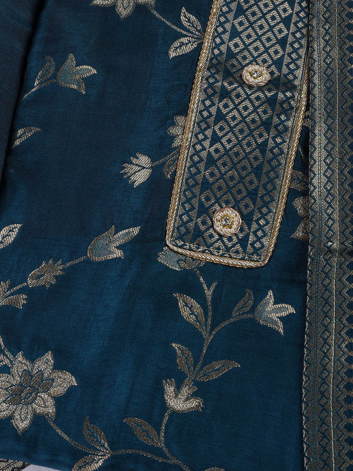 Embroidery Chanderi Unstitched Suit With Dupatta