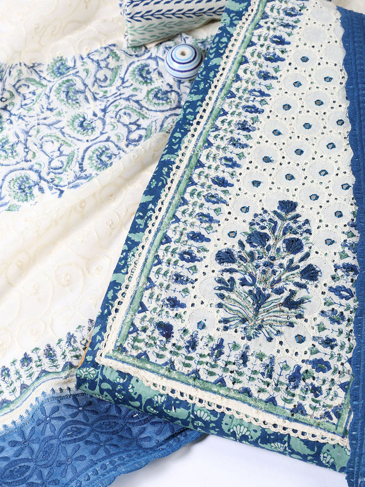 Neck Patti Cotton BlendUnstitched Suit Dupatta