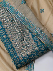 Embroidered Cotton Blend Unstitched Suit Piece With Dupatta