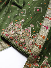 Woven Art Silk Unstitched Suit Piece With Dupatta