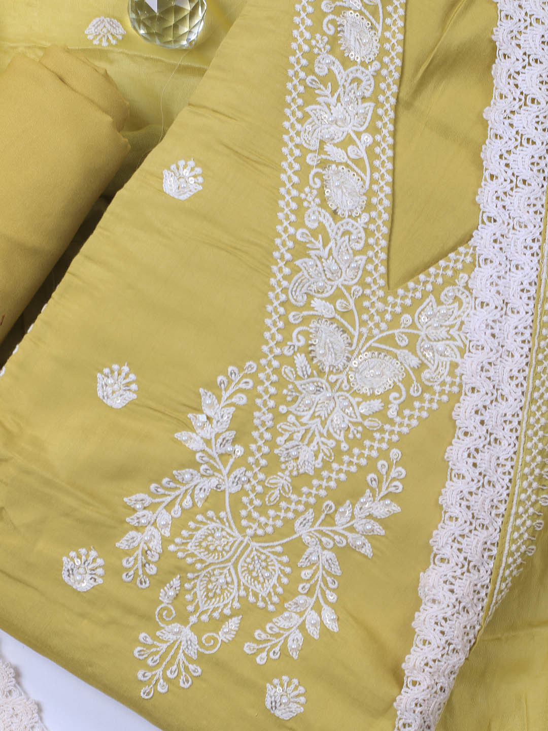 Embroidery Cotton Blend Unstitched Suit With Dupatta