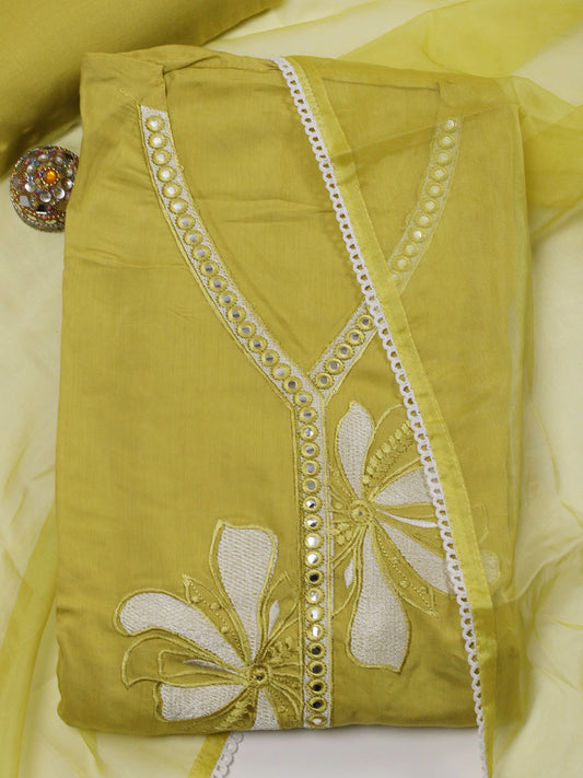 Neck Embroidered Muslin Unstitched Suit Piece With Dupatta