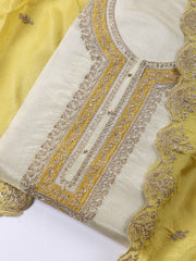 Neck Embroidered Tissue Unstitched Suit With Dupatta