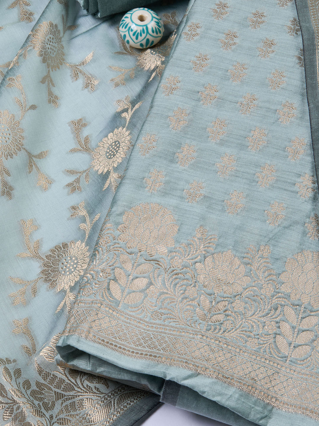 Woven Chanderi Unstitched Suit With Dupatta