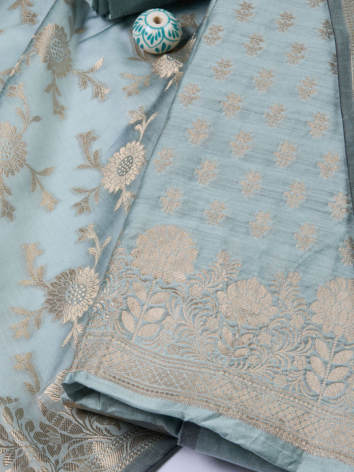 Woven Chanderi Unstitched Suit With Dupatta