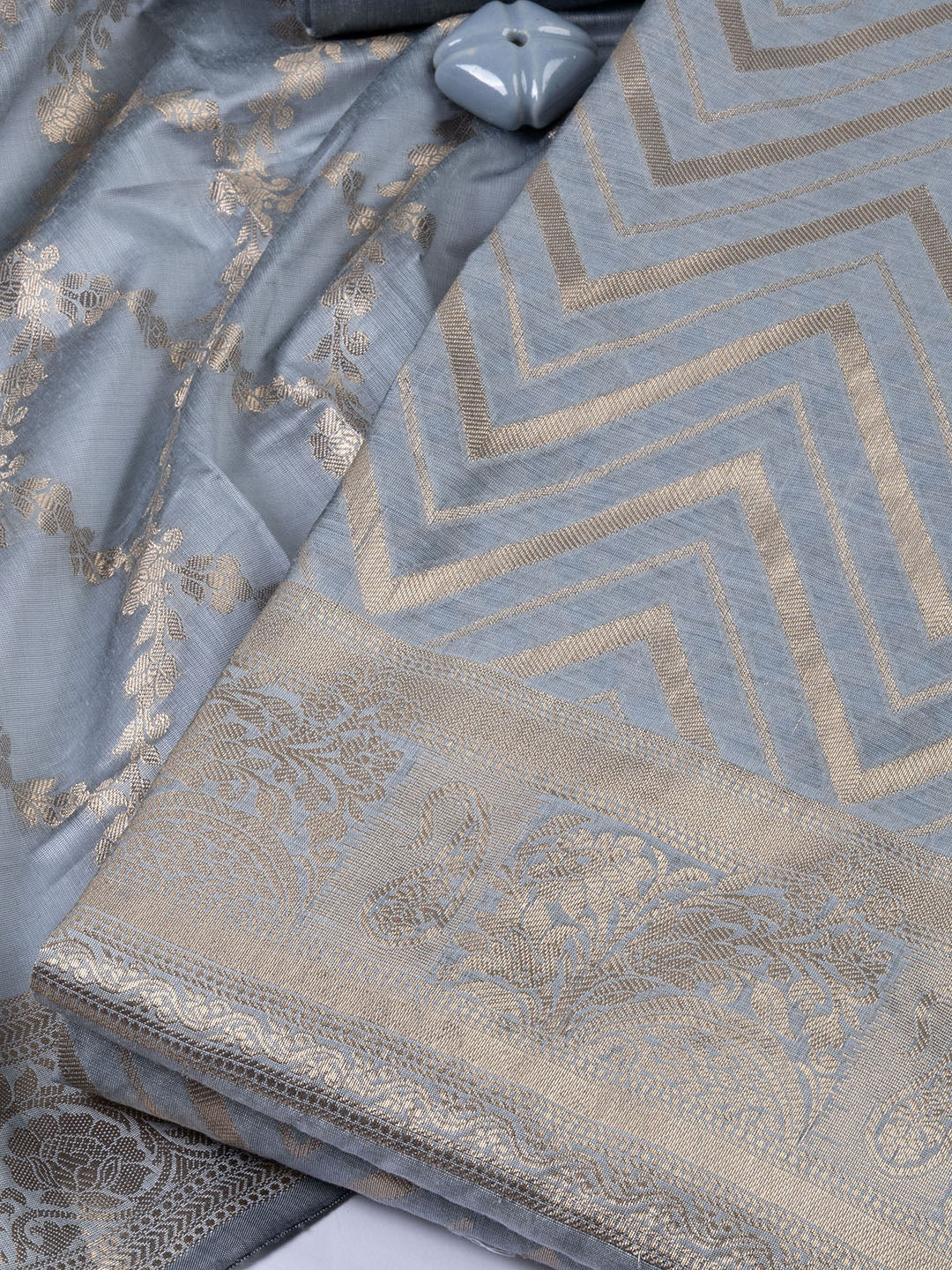 Woven Chanderi Unstitched Suit With Dupatta
