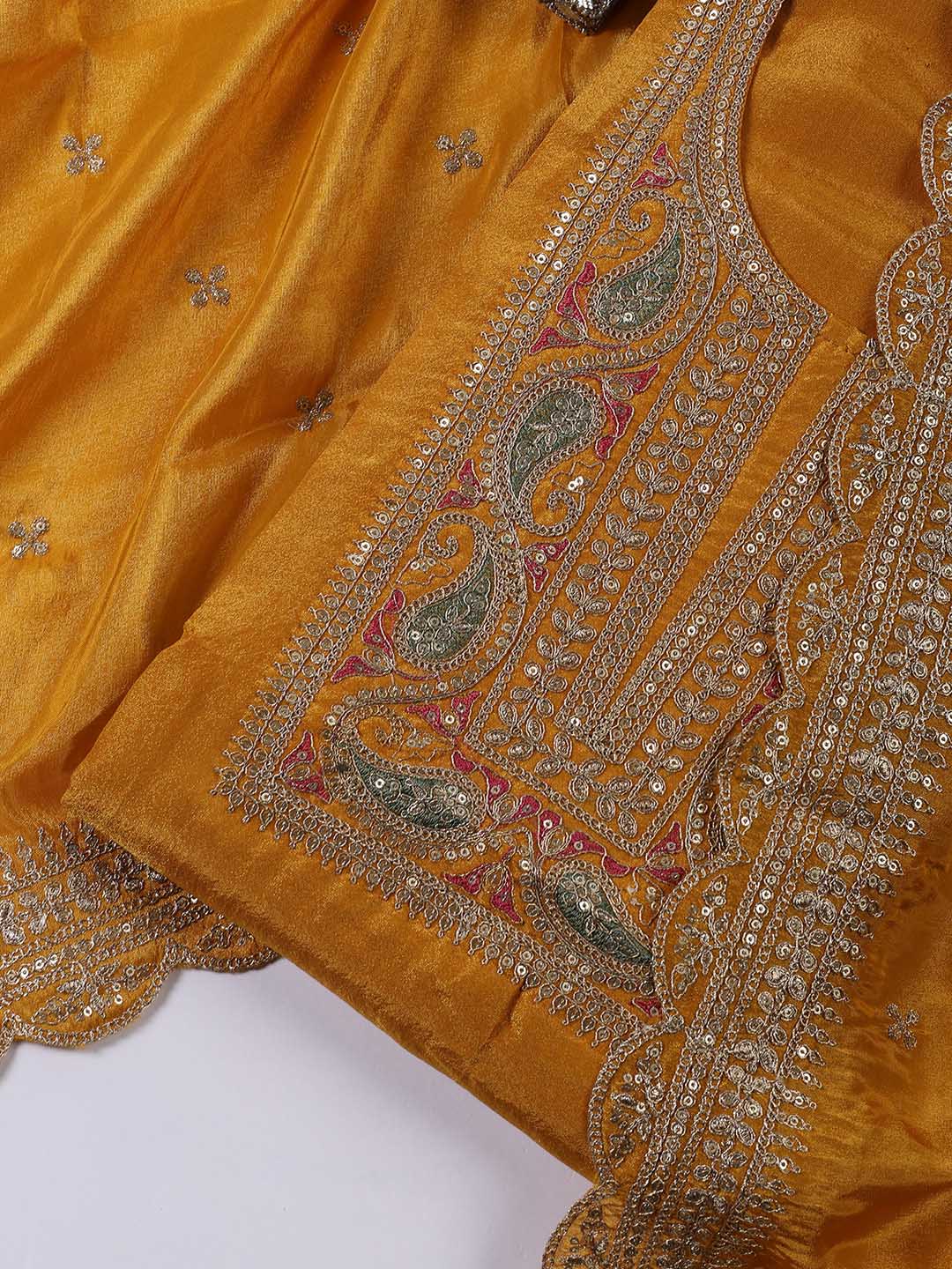 Neck Embroidered Tissue Unstitched Suit With Dupatta